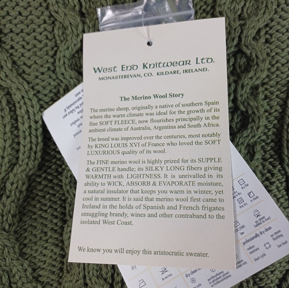 A62043 NWT Aran Craft Merino Wool Aran Stitch Zip Front Cardigan XL Green - Picture 5 of 9
